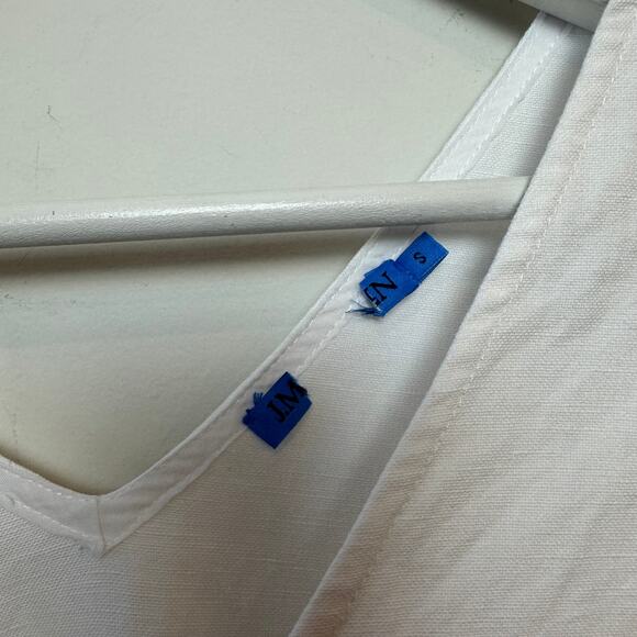 J. McLaughlin Athena Linen Blouse White Sleeveless Top Ruffle V Neck Tank Small - Picture 7 of 10